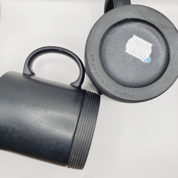 Vintage Black Coffee Cups/Mugs Set With Removable Rubber Coasters Japan 7onz MCM - Picture 7 of 9